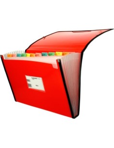 Carpeta fuelle Fº rojo polipropileno 13 departamentos con ribete